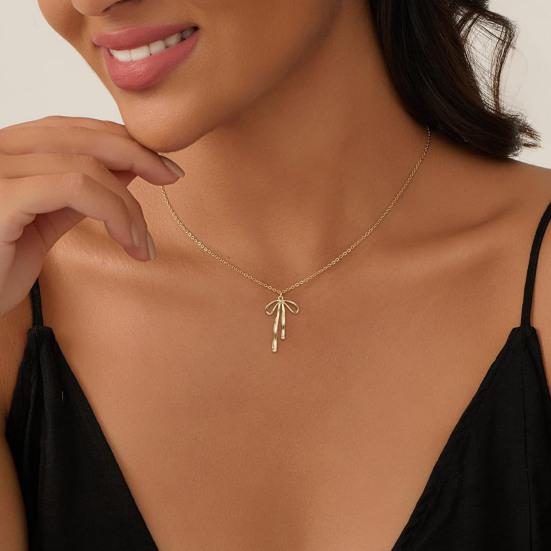 Bow Pendant Necklace Women Bowknot Necklace Girls Cute Bow Charm Necklace Birthday Anniversary Gift for Friend Her