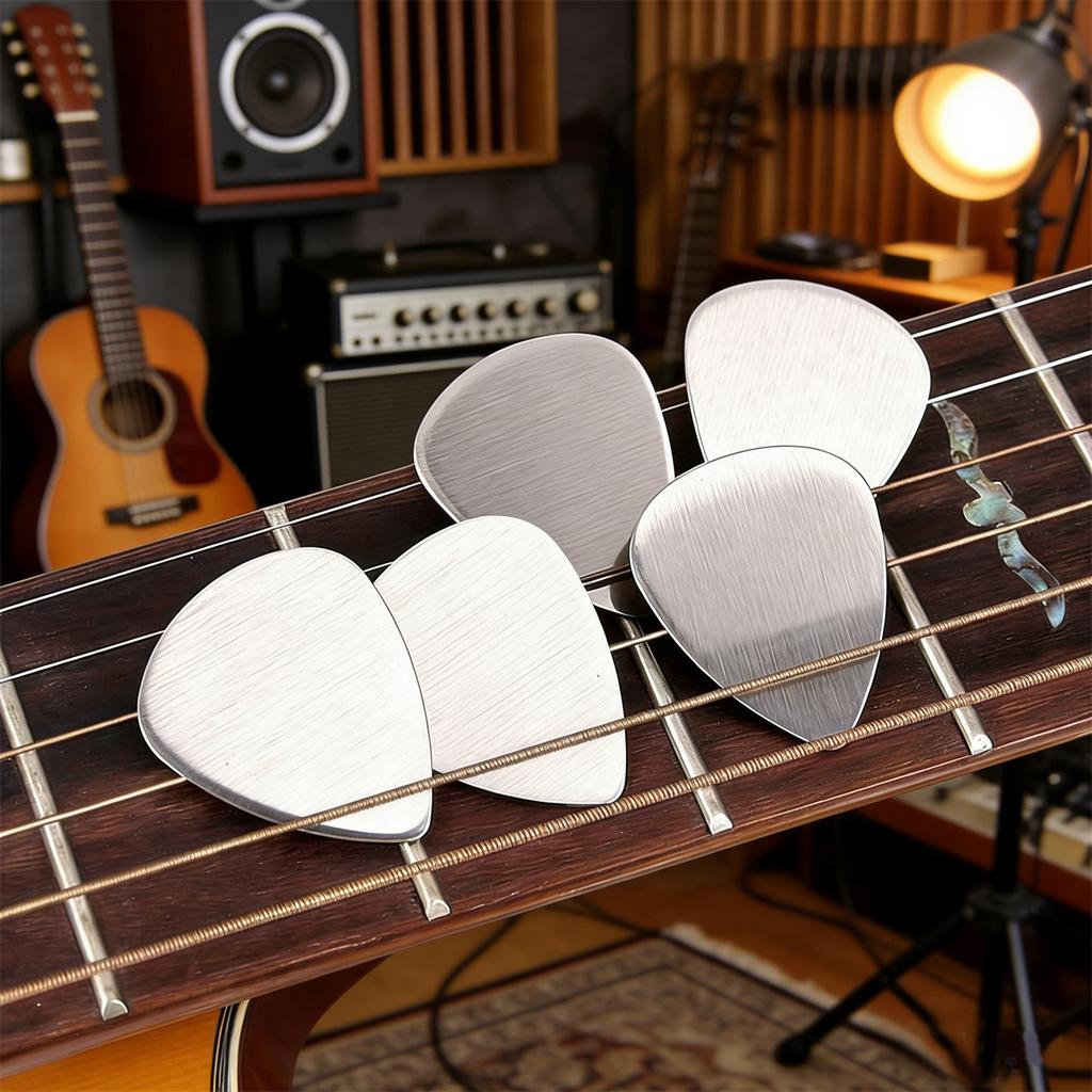 6Pcs 0.3mm Stainless Steel Picks, Sturdy Durable Metal Plectrums, Perfect for Acoustic Guitar, Electric Guitar, Ukulele ZSY