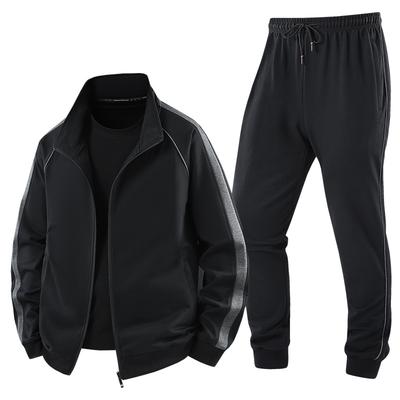 Frühlings- und Herbst-Sportset Herren Atmungsaktiv Reine Baumwolle Locker Übergröße Lässig Strickjacke Sweatshirt Zweiteiliges Set