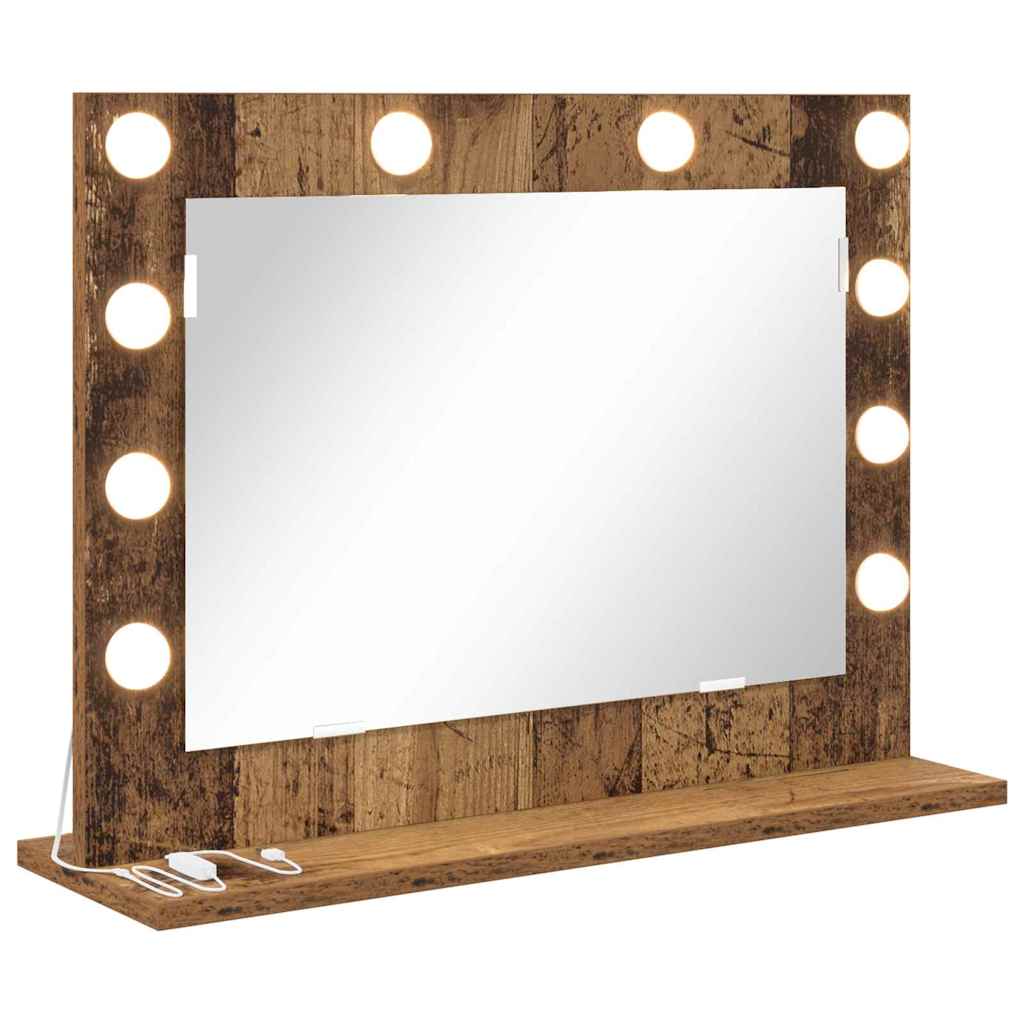 Washbasin Mirror Right Angled Reclaimed Wood Look 60 x 45 x 18 cm