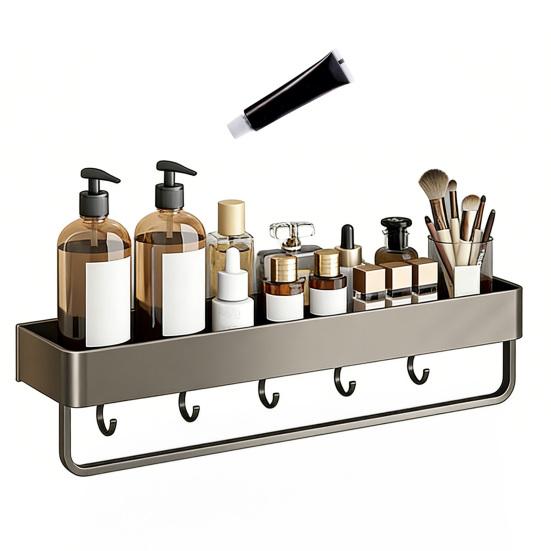 Wall-Mounted Bathroom Shelf Rustproof Aluminum Shower Caddy with Drain Holes Heavy Duty Storage Shelf for Kitchen Laundry Room