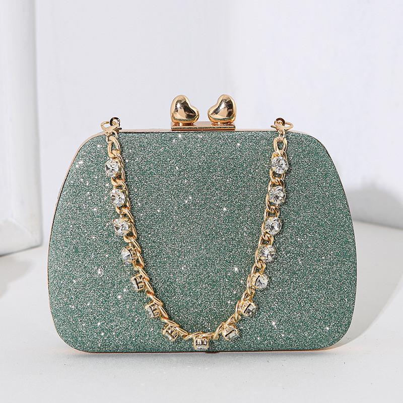 

Pu Material Square Evening Bag With Heart Embellishments For Formal Events And Gift For Women