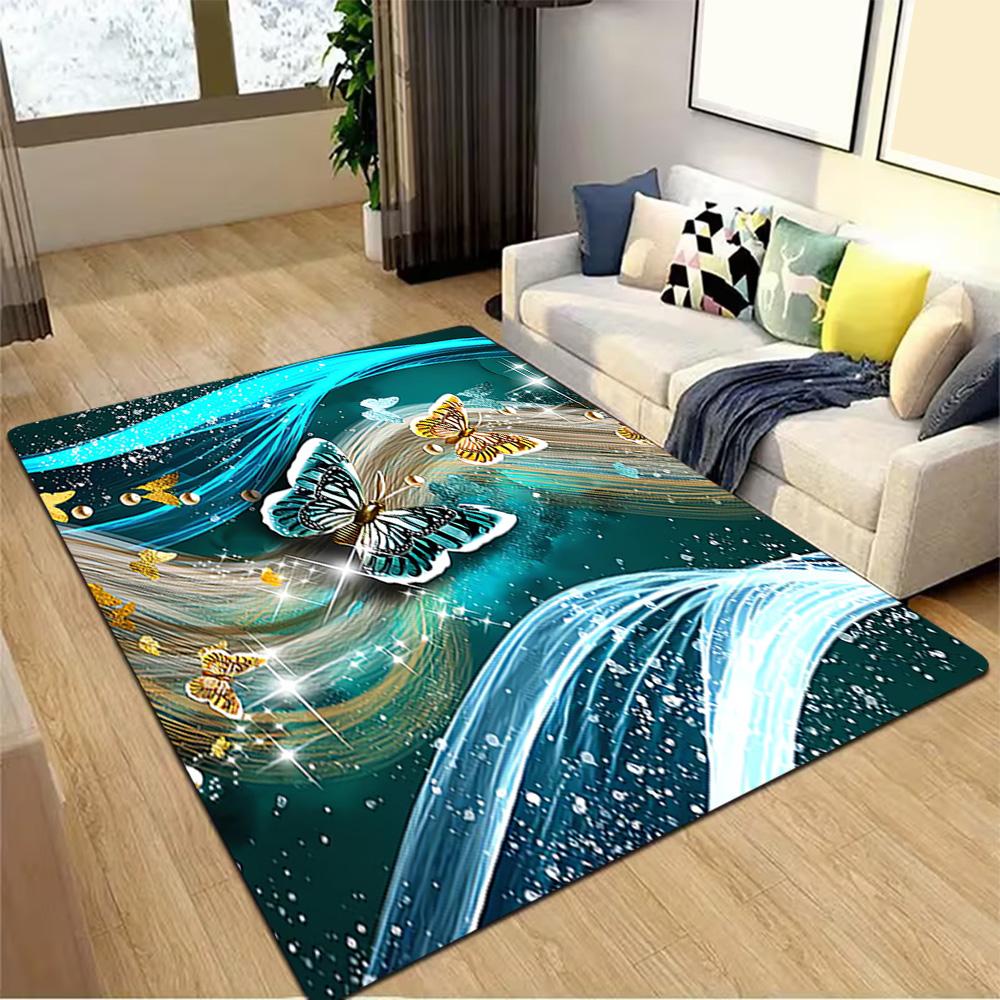 Butterfly Garden Wall Mural Decoration,Carpet,Living Room,Bedroom, Non-slip,Square rug