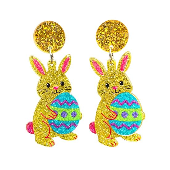 Easter Acrylic Bunny Earrings for Women Glittery and Colorful Rabbit Dangle Earrings Festive Holiday Jewelry for Easter Celebrations