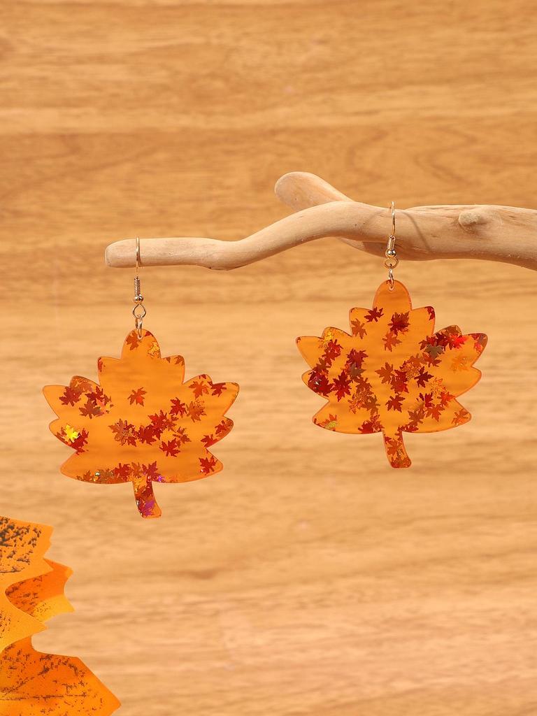 Women's Maple Leaf Sequin Earrings - Autumn & Winter Fashion Accessories