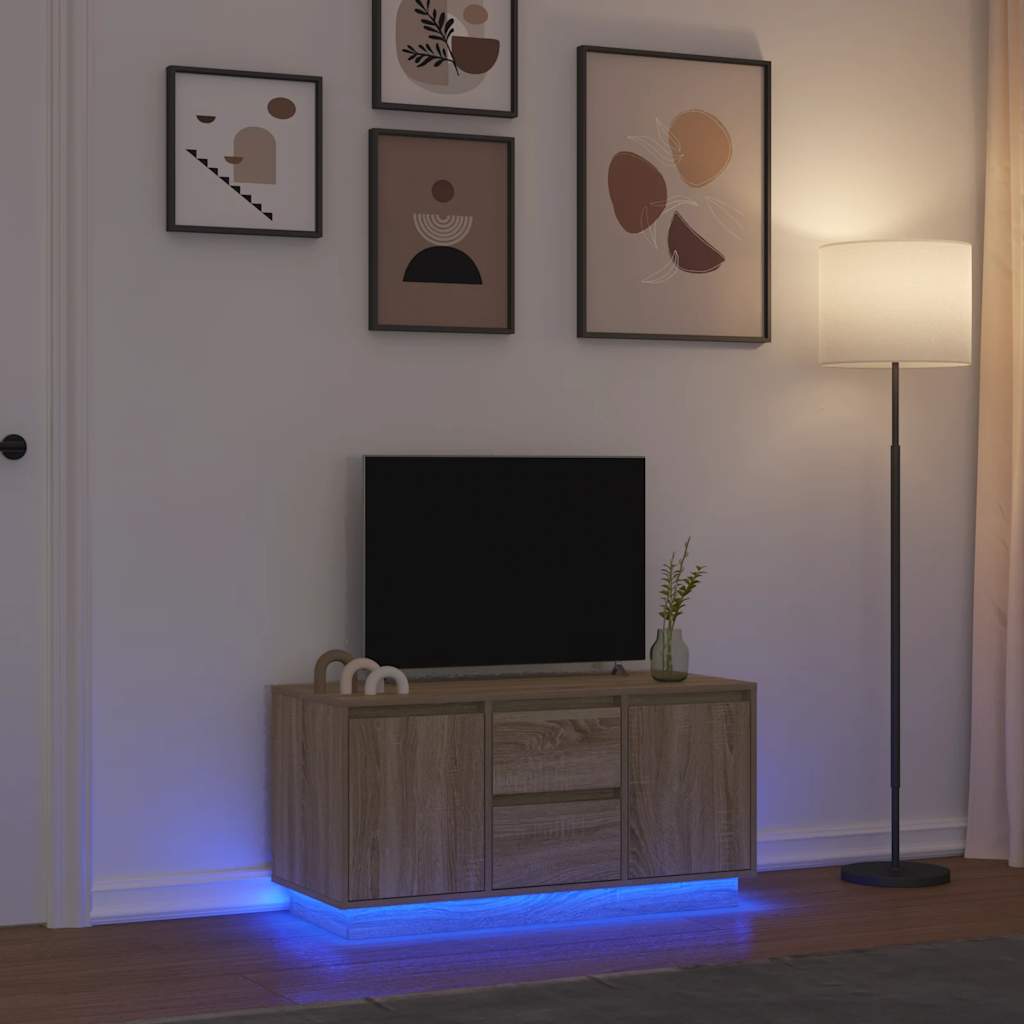 TV Stand with LED Lights Sonoma Oak 100 x 41 x 50 cm