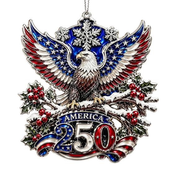 Patriotic Christmas Tree Snowflake Ornaments 250 Anniversary USA Ornament, United States 1776-2026 250th National Day Festive Keepsake, Acrylic