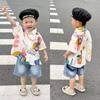 Summer Boys Cartoon Print Short Sleeve Shirt Thin Cool Baby Top