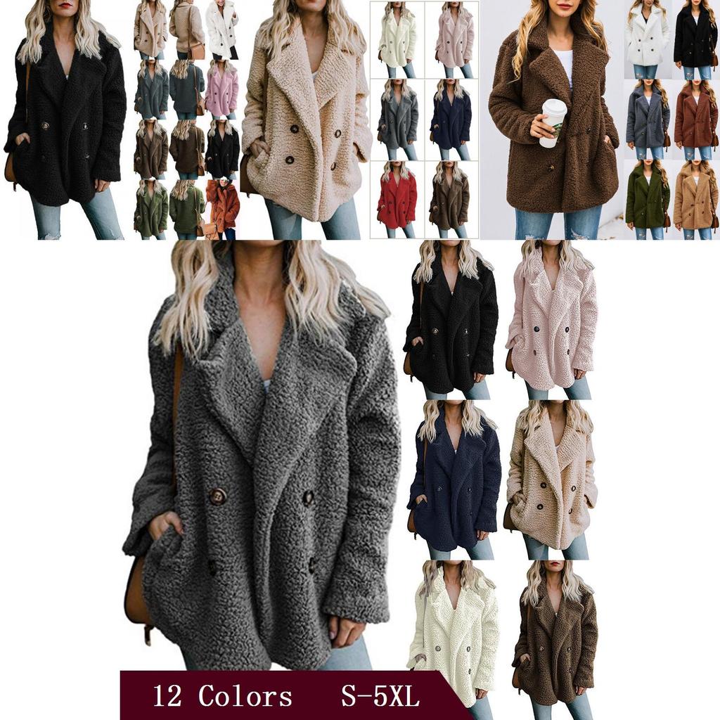 Luxuriös Weicher Damen Teddybär Faux Fur Fleece Wintermantel Cardigan Jacke