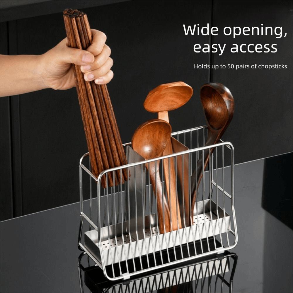 Anti-slip Stainless Steel Chopstick Bucket Moisture-proof Cutlery Drying Basket  Home Use
