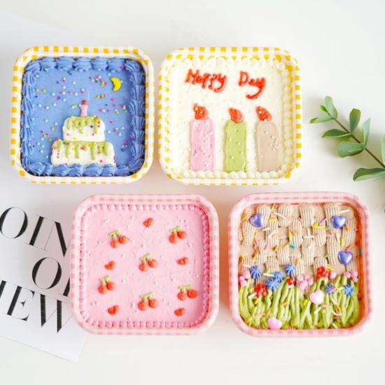 10 buc. Cutie de prajituri de unica folosinta cu capac transparent Pachet rezistent la apa, rezistent la ulei, Cutie patrata draguta de patiserie in carouri pentru magazin de deserturi