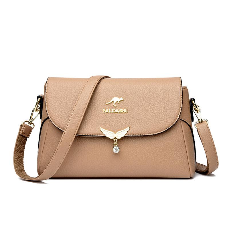 New Shoulder Bag Fashionable Crossbody Bag Women's Soft Leather Bag Middle-aged Mother Bag Versatile Square Bag