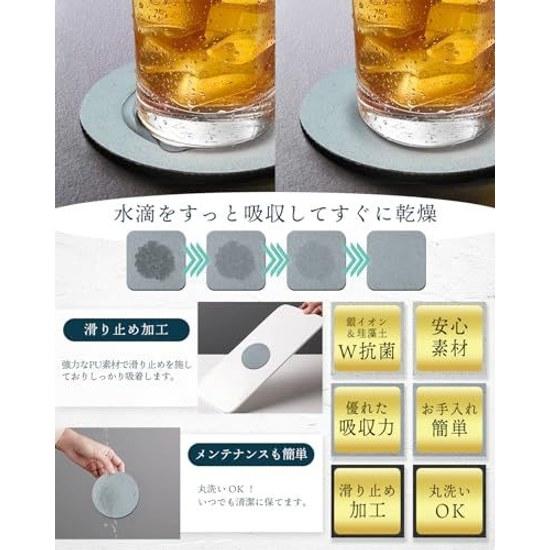Coaster diatomaceous earth made Japan silver ions stylish absorbent (round type 2 pieces dark gray)