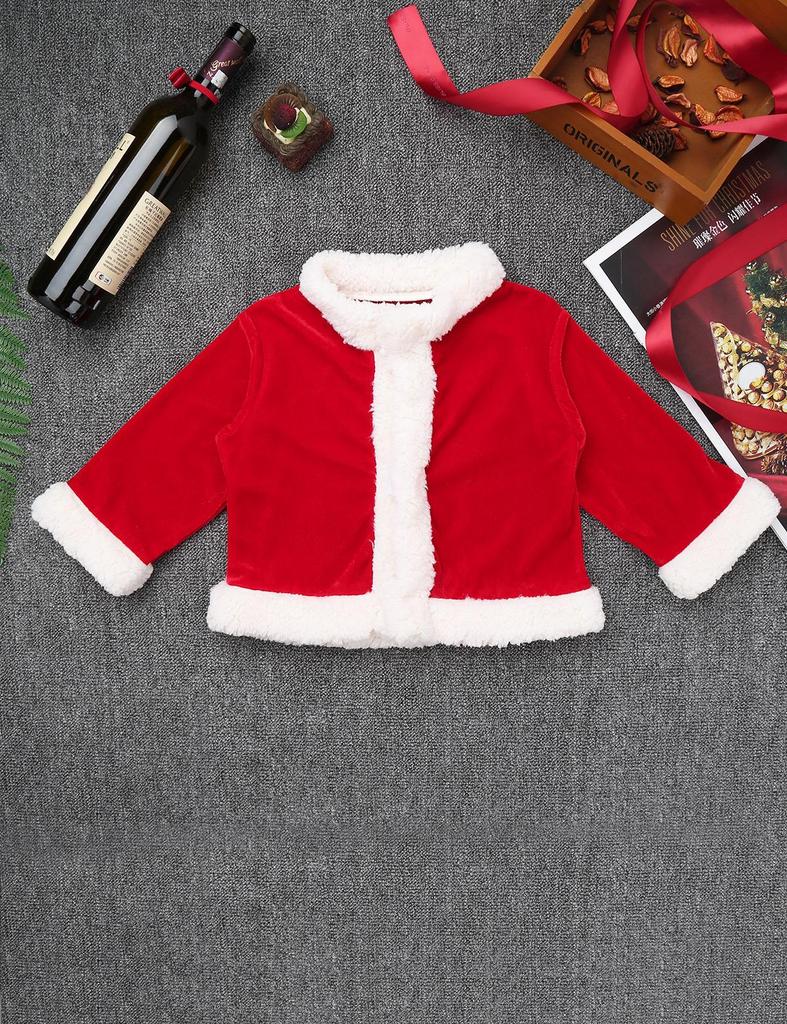 Baby Boys Christmas Santa Claus Costume Outfit Long Sleeves Velvet Top + Trousers Set