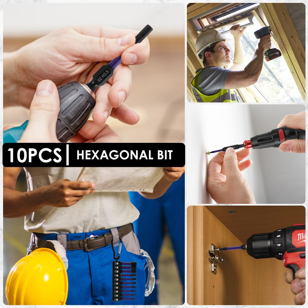 10 BUC Cheie Allen Magnetică cu Cap Hexagonal Biți Șurubelniță Electrică cu Cap Hexagonal Coadă Hexagonală 1/4 inch H1.5-H8 Acționare Burghiu Electric