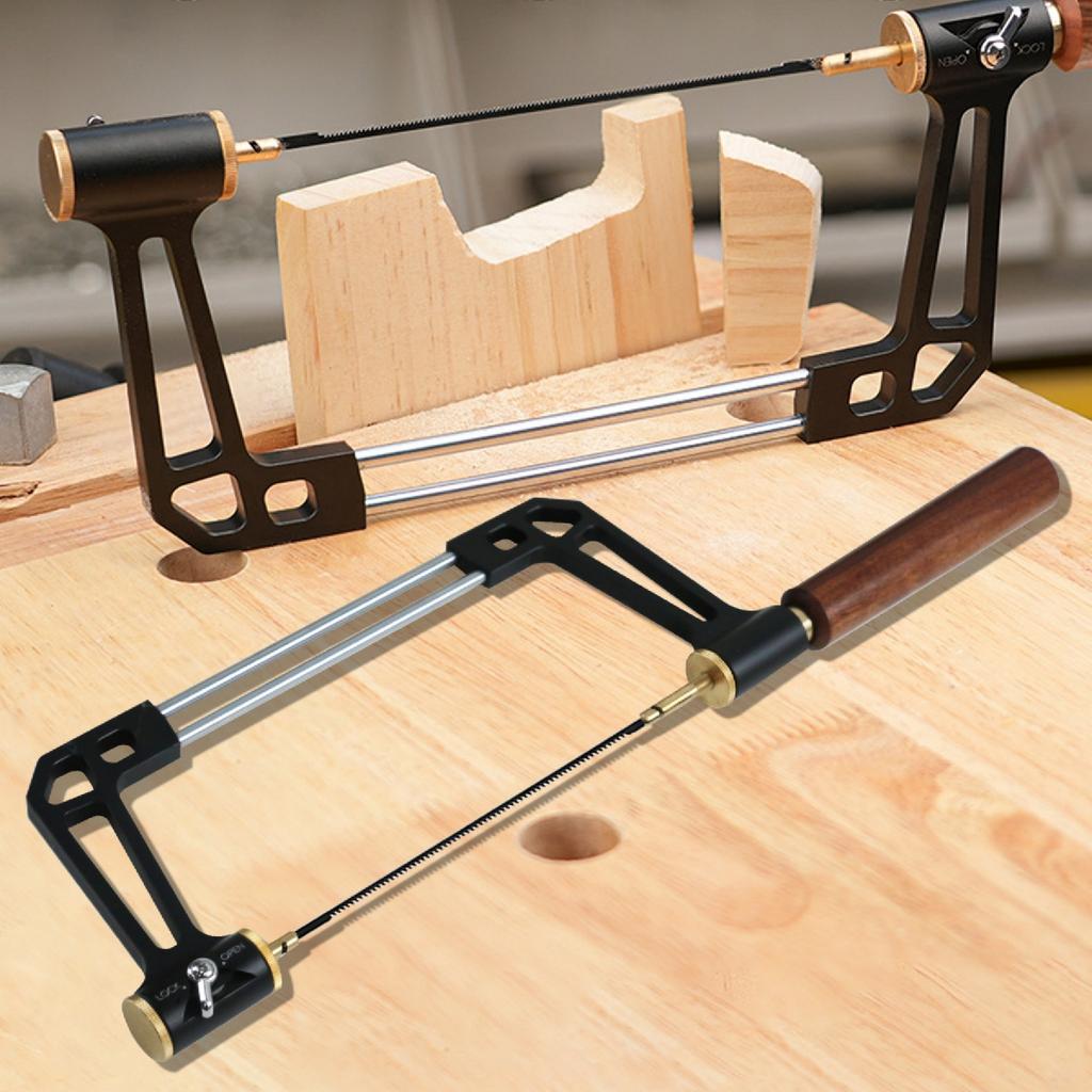 1 Set Aluminum Coping Saw Wooden Handle Saw Woodworking Hand Saw Tool with Replacement Blades Scroll for Woodworking, Wood Board