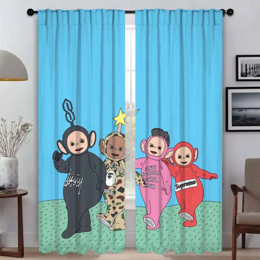 

Современные шторы для гостиной, 2 шт., шторы с изображением Телепузиков, затемняющие шторы для комнаты, 2 панели, тюль для украшения на Хэллоуин для спальни W50xH70cmx2pcs-CL