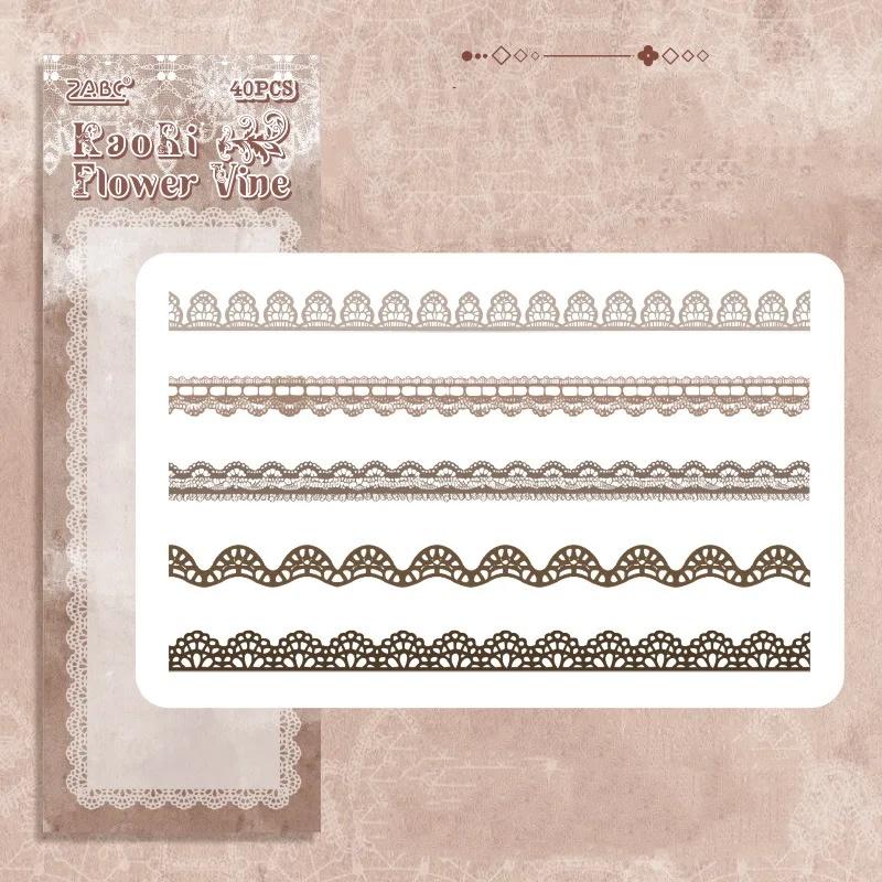 30 Stück/Beutel Florale Spitze Skalierbare Scrapbooking-Aufkleber PET Transparente Abziehbilder für DIY Handkonto Handyhülle Spiegel Bastelarbeiten