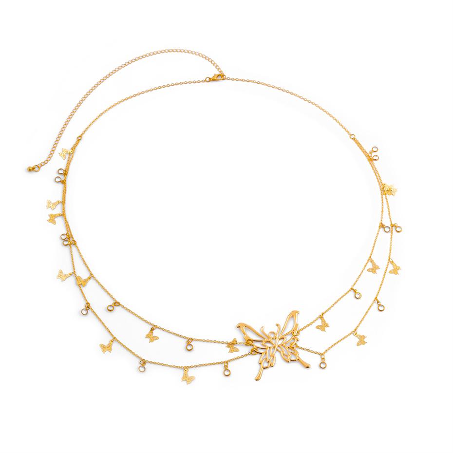 

Жінки сексуальний порожнистий метелик талії живота пояс ланцюг ланцюжок бікіні пензликом кулон посилання ювелірні вироби для тіла подарунок золотий