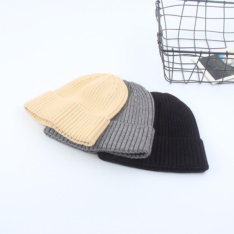 Knitted hat women's autumn and winter versatile straight tube light version pullover wool street tide solid color couple hat
