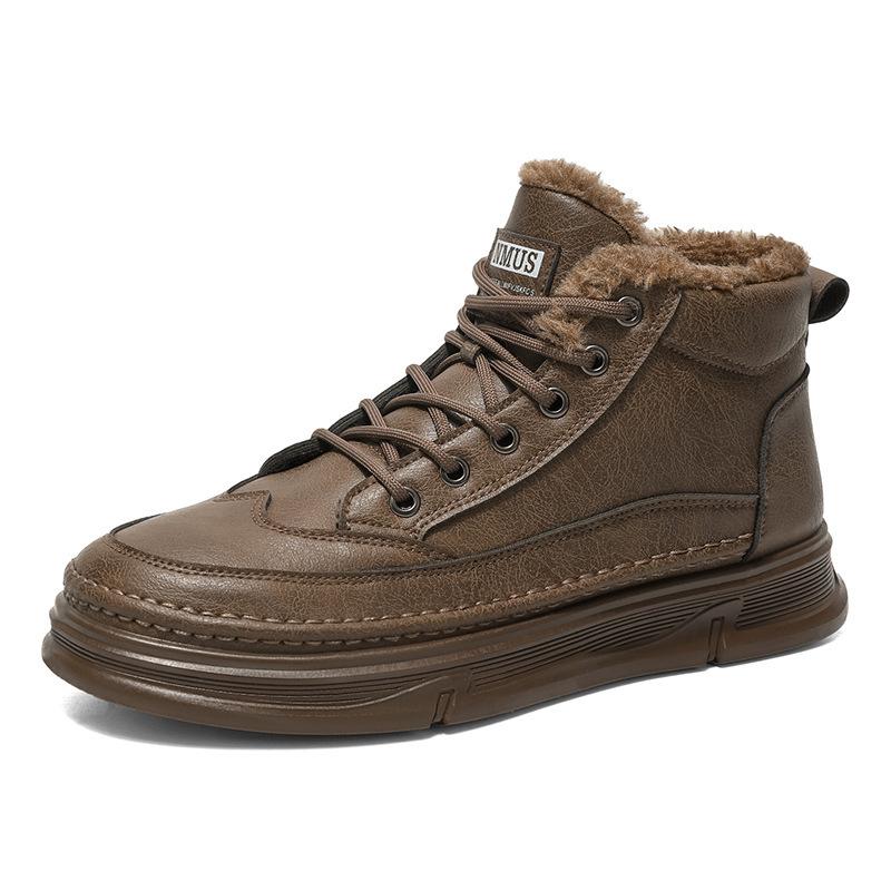 Winter velvet Martin boots waterproof and non-slip high-top shoes thickened warm short boots casual leather shoes