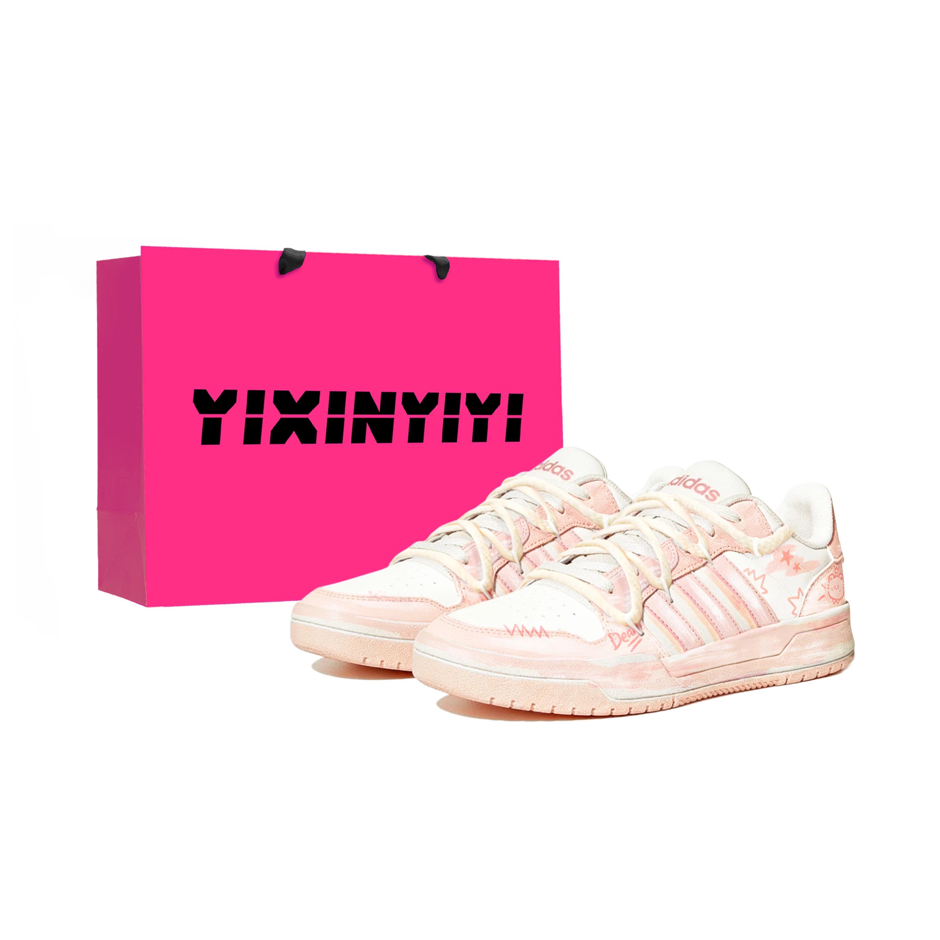 Adidas Neo Entrap Pink Graffiti Bear Height Increasing Low top Skateboard Shoes Unisex Light Pink IE3904(Team1963-LD) 36