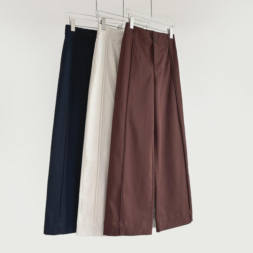 Dámské bavlněné plisované kalhoty s vysokým pasem a širokými nohavicemi, áčkového střihu - Prodlouží vaše nohy v ležérním francouzském stylu