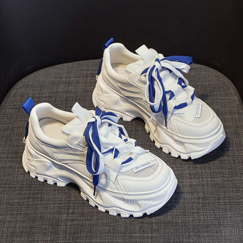 

Настоящая мягкая кожа кроссовки папины женские сетчатые дышащие 2025 новые летние сетчатые туфли с увеличенной подошвой летние спортивные маленькие белые туфли 55 синий