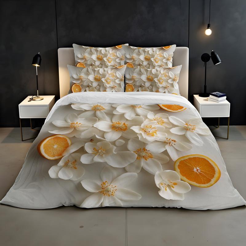 

3D Digital Printing Bedding Two Or Three Piece Fruit Orange Polyester Quilt Cover EU single 135*200