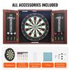 VEVOR Dartboard and Cabinet Set, Ready-to-Play Bundle Official Size Dartboard Cabinet, Steel Tip Dart Hideaway Cabinet, Features LED Light
