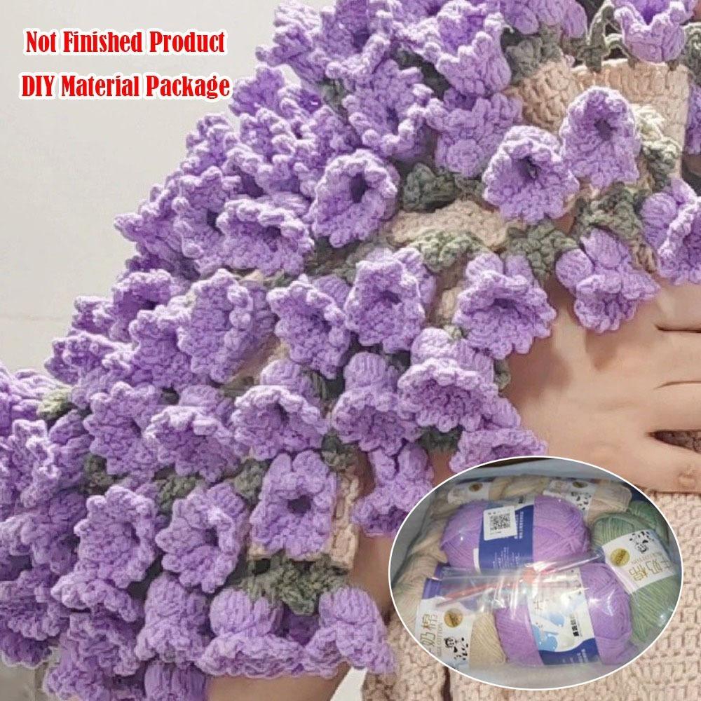 Creative DIY Rose Bouquet Blankets 110cm Handmade Crocheted Flower Bouquet Blanket Crochet Kit Lily of The Valley Blankets Gift