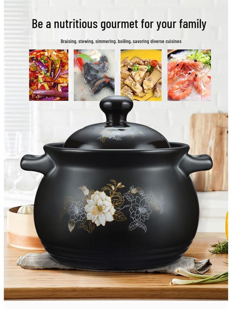 High-Temperature Resistant Large Capacity Ceramic Casserole and Soup Pot for Gas Flame