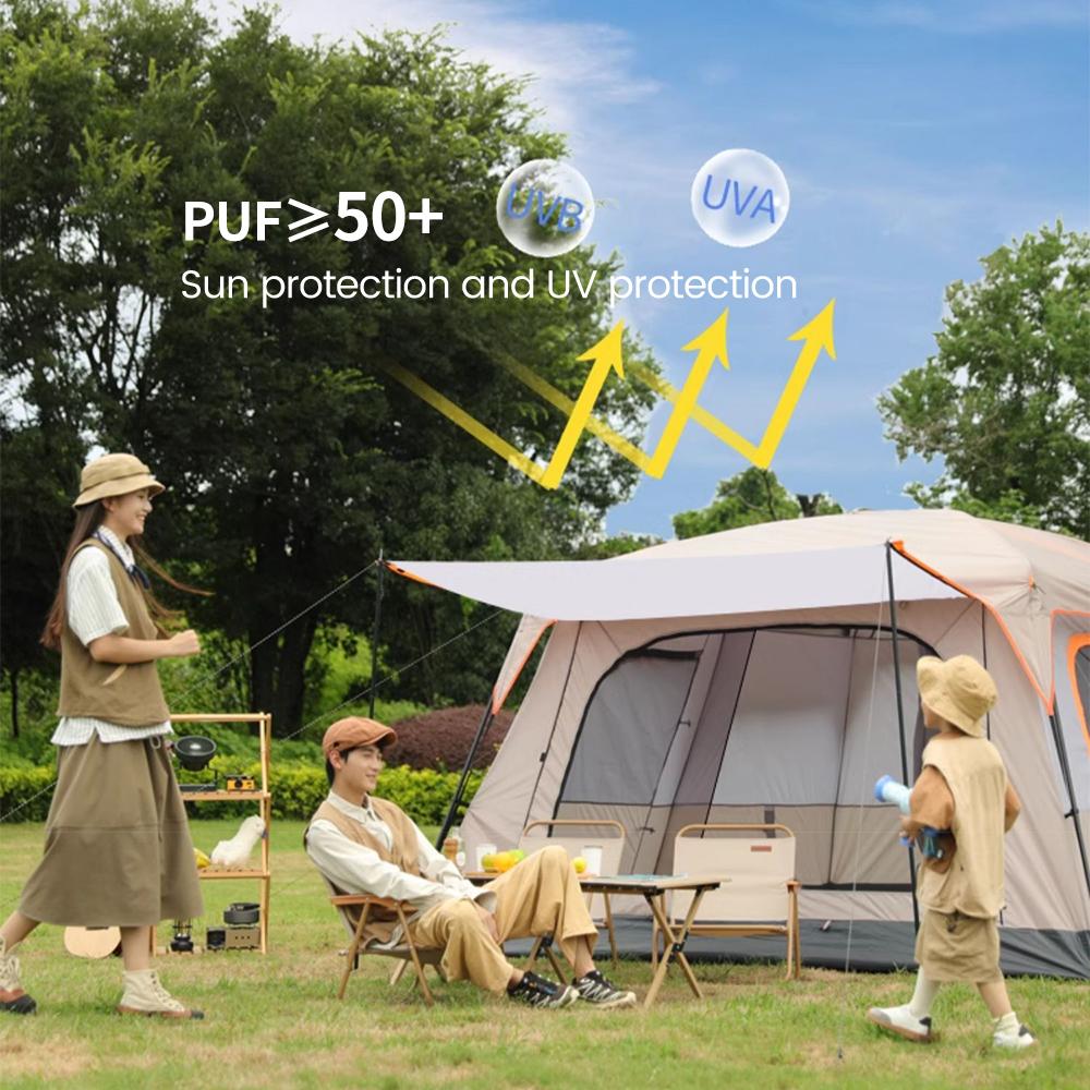 5-8 Person Camping Tent, Waterproof Windproof Sun Protection, 210D Oxford Fabric, 3 Season, Lightweight, 2 Room 1 Living Room