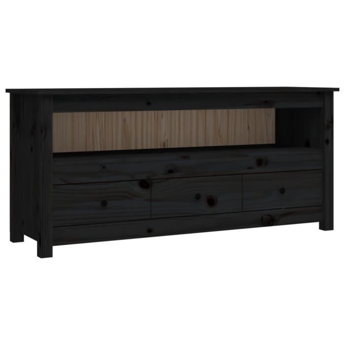 VidaXL Meuble TV Noir 114x35x52 cm Bois de pin massif 821506
