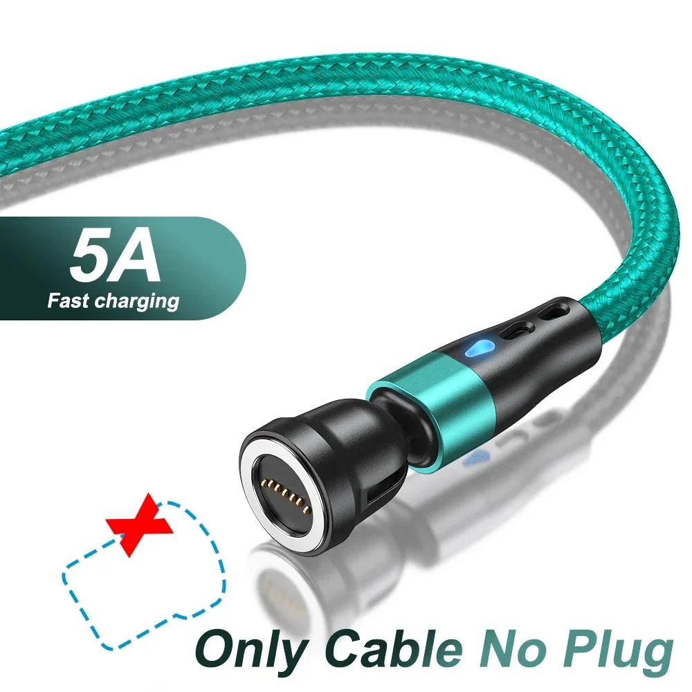 540 Rotate Magnetic Cable 5A Fast Charging Type C Cable For iPhone Xiaomi Realme Micro USB Magnet Charger Phone Data Cord