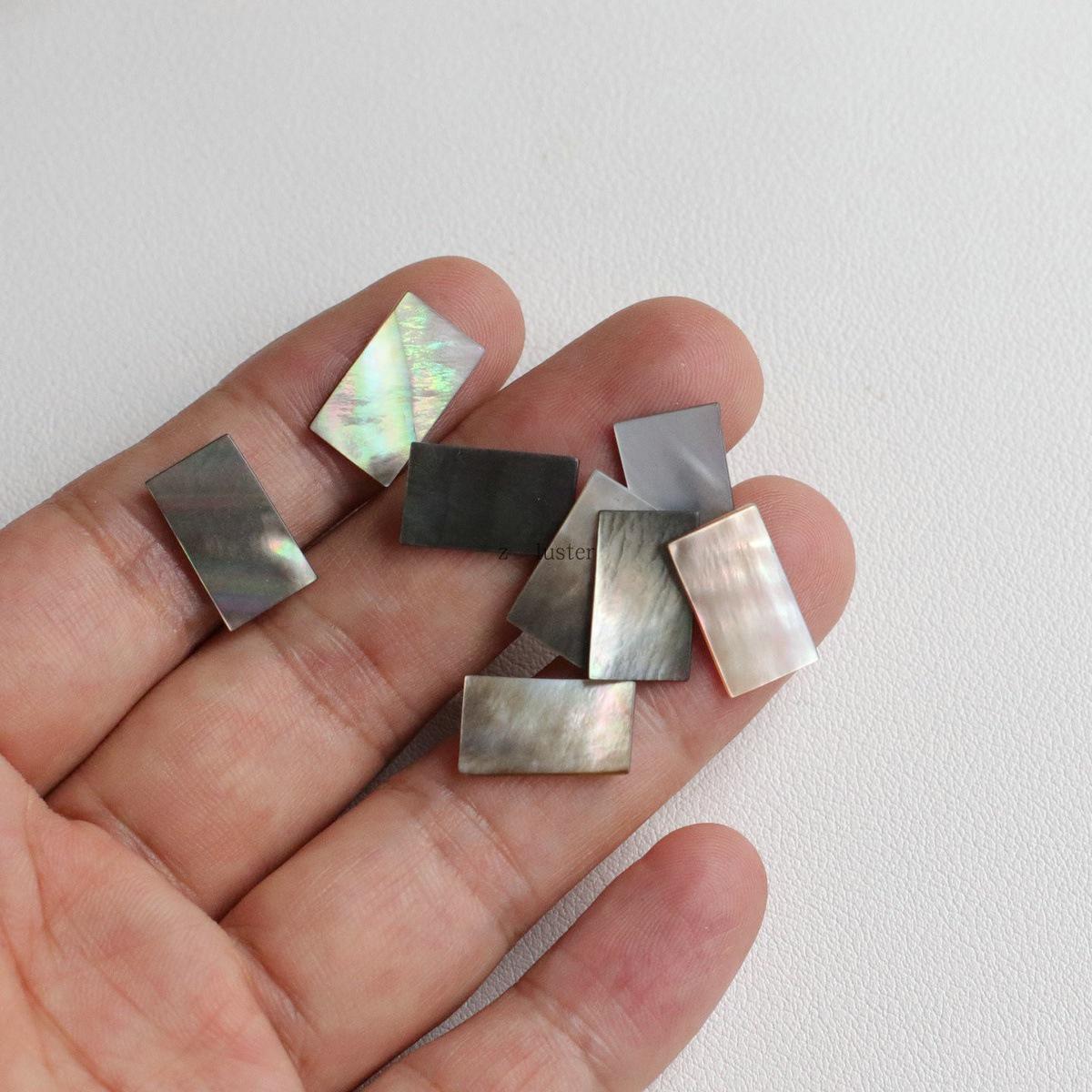 Natural Black Mother of Pearl Rectangles 13x25mm, No Hole/Corner Hole, DIY Jewelry Materials