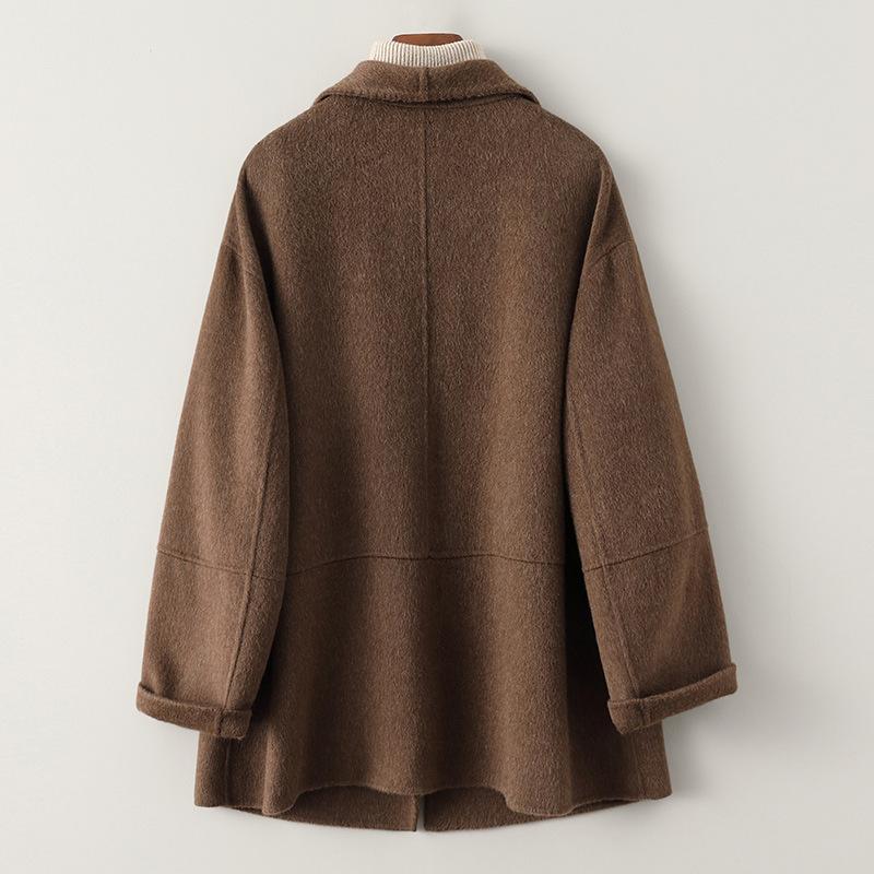Spring new double-sided cashmere coat women's small short loose high-end woolen coat high-end sense