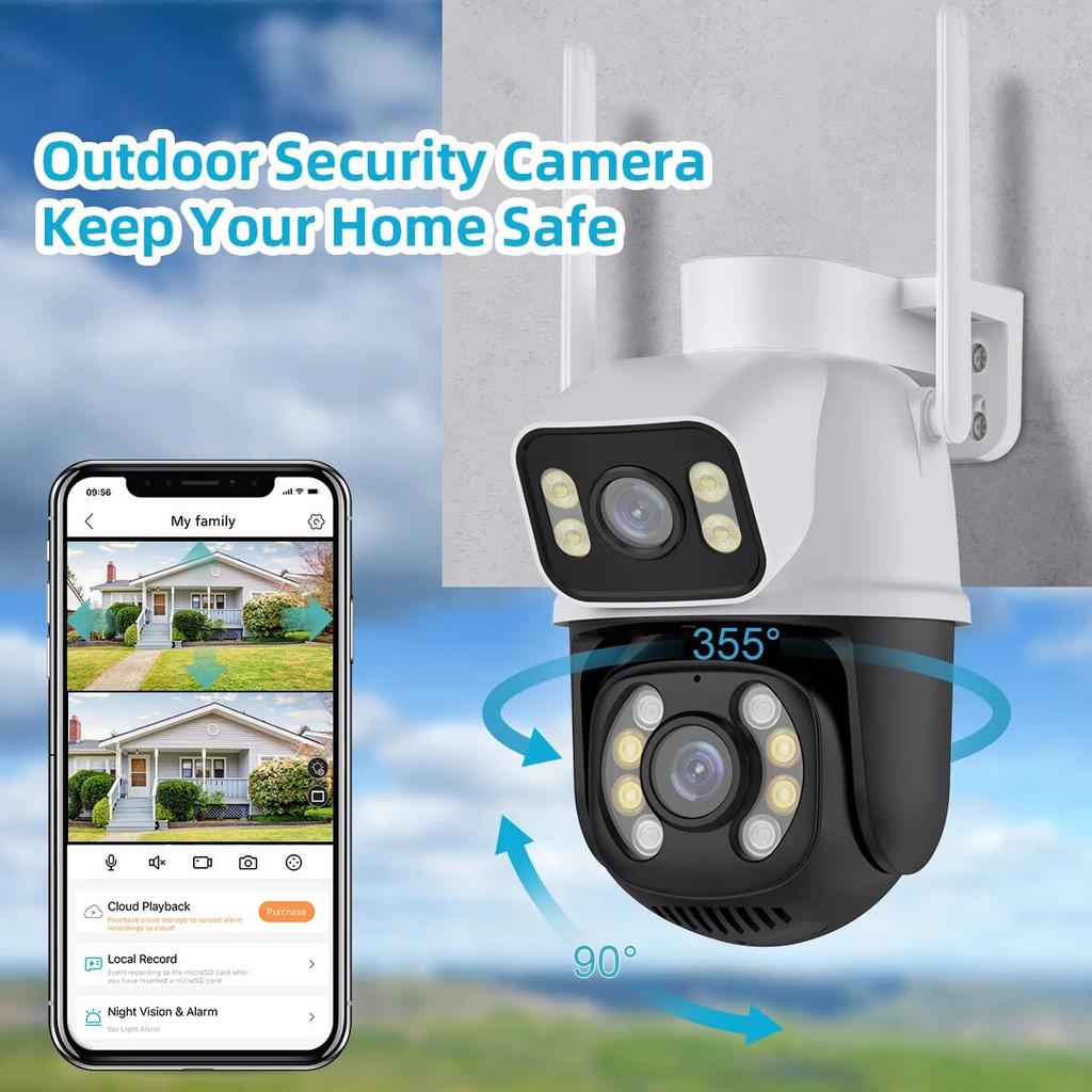 Dual Screen 8MP PTZ Wifi Camera Night Vision Surveillance IP Camera Human Detection 4MP Security Protection CCTV Outdoor