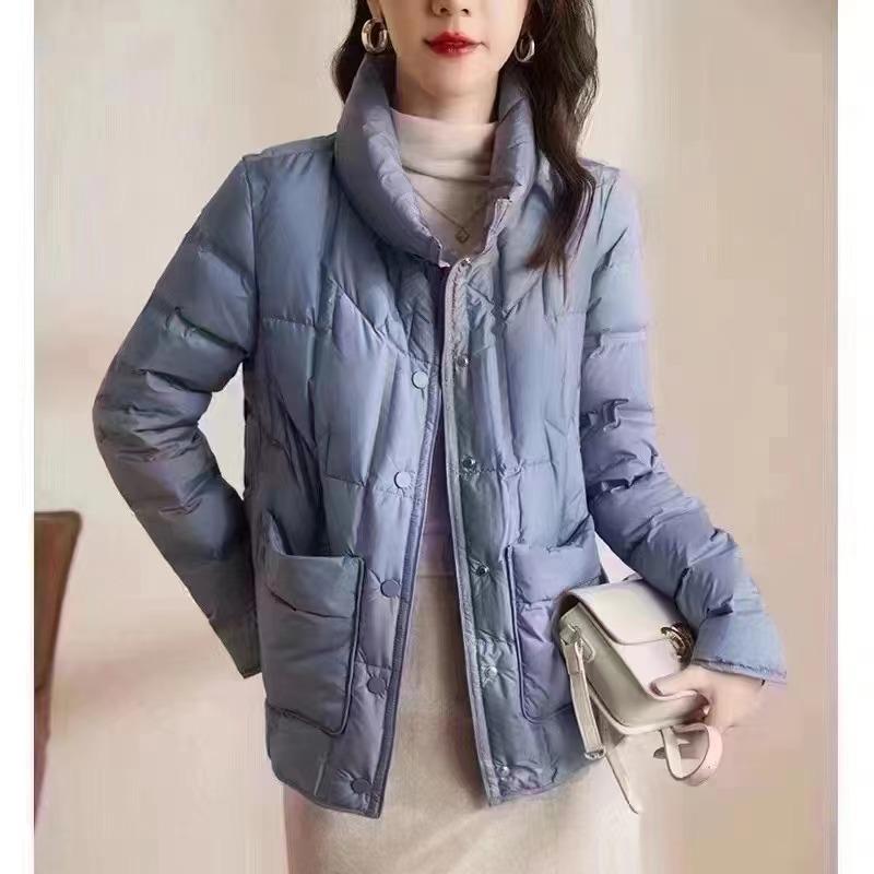 

Зимнее женское пальто из 90% белого утиного пуха, повседневная легкая стеганая куртка, женская короткая однобортная теплая парка M синий