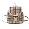 Plush Backpack With Vintage Plaid Design For Daily Use