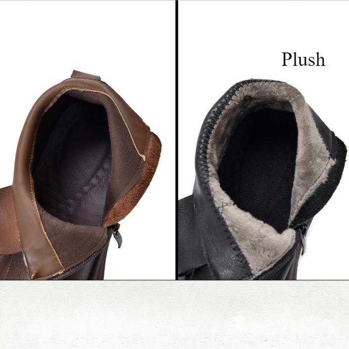 Johnature Versatile Thick Soled Genuine Leather Short Boots Side Zipper Autumn/winter Retro Women's Flat Platform Shoes