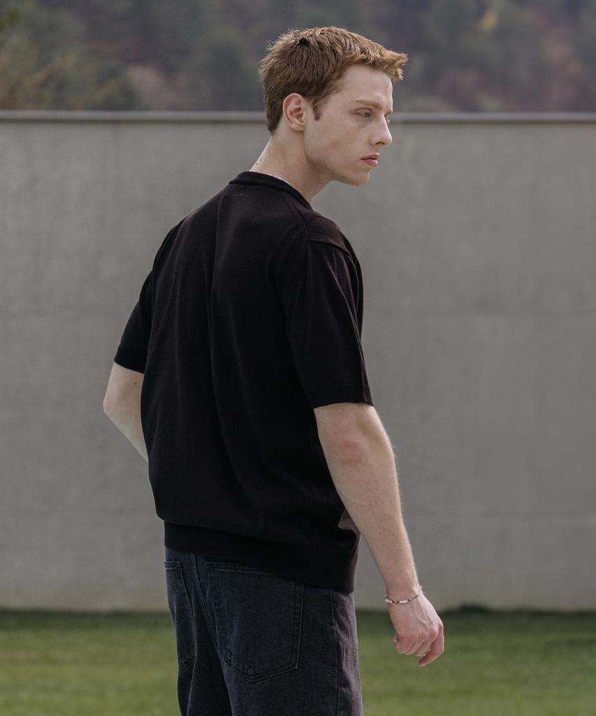 Dekkoloso Summer Cool Touch Round Short Sleeve Knit [Black]