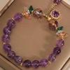 Junzi Purple Crystal Strand Copper Bracelets Light Luxury Vintage For Women Female Accessory Festival Party Daily