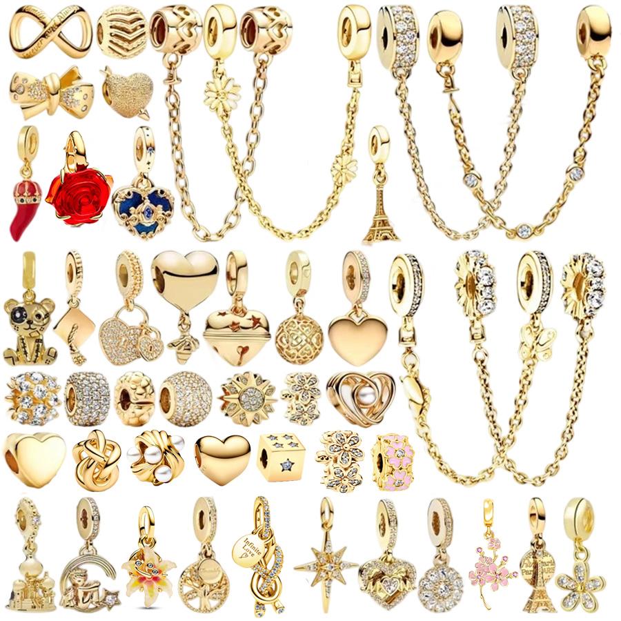 Vergoldetes Funkelndes Familienstammbaum Charm-Perle Passend für Original-Armband Feiner Schmuck Kirschblüte Liebesbrief Umschlag Anhänger