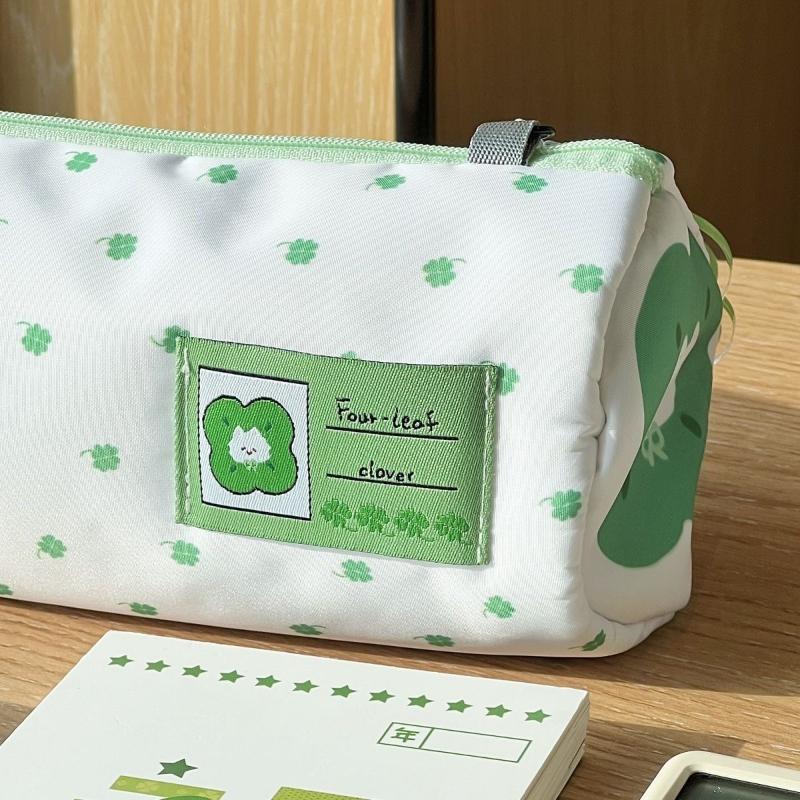 1 Stück Große Kapazität Niedlicher Kosmetik- und Schreibwaren-Organizer Klee Kätzchen Federmäppchen Für Schule Büro Reiseaufbewahrung