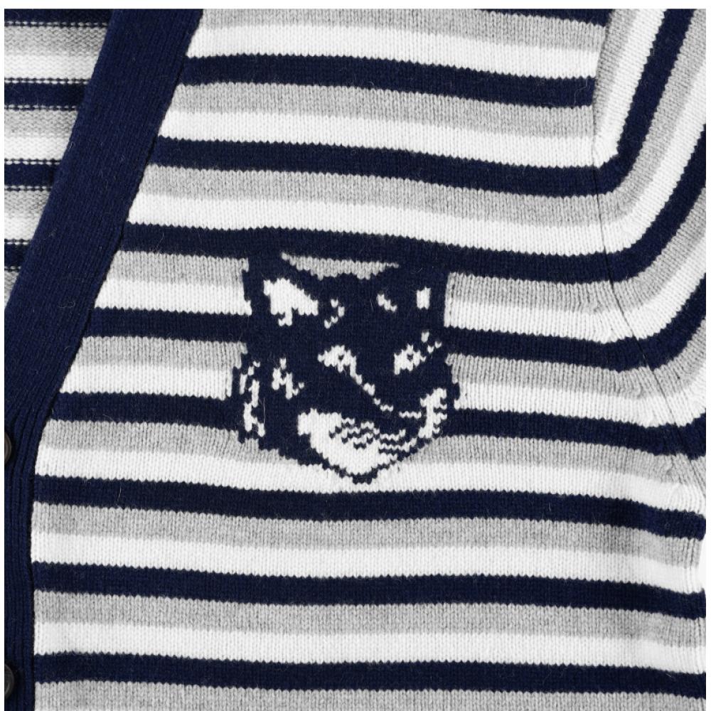 MaiSon KitSune Nm00504km0329 B481 Fox Head IntarSia Striped V Neck Men S Cardigan