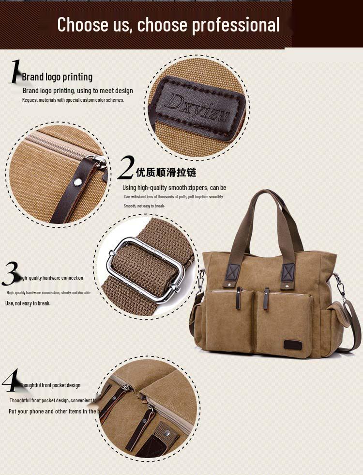 Men's Large Capacity Casual Canvas Crossbody Handbag