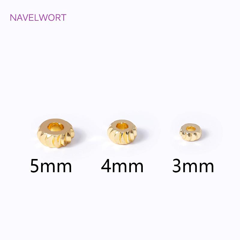 18K Vergoldetes Messing Großhandelsperlen Runde Geriffelte Abstandshalterperlen Für Schmuckherstellung DIY Armband Halskette Zubehör Großhandel