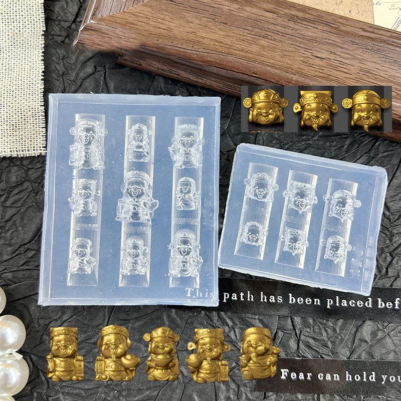 3D Silicone Nail Art Mold Template Lotus Lantern Goldfish Plate Buckle Carving Stencil Tool Diy Design Manicure Charm Decor