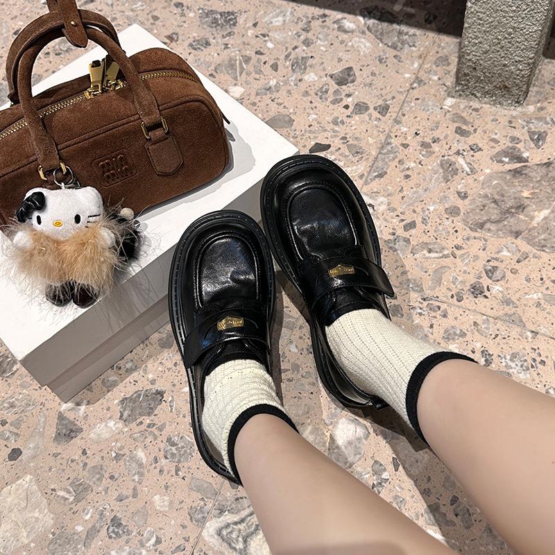 Sheepskin version~ Japanese heightened platform leather British loafers women's 2025 spring new casual small leather shoes single shoes